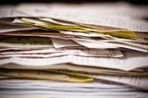 Messy heap of documents compressed